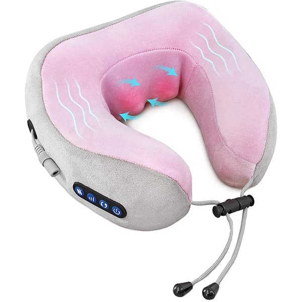 Nakke Massager, Ergonomisk U-Formet Design, Terapeutisk Varmefunktion, Pink