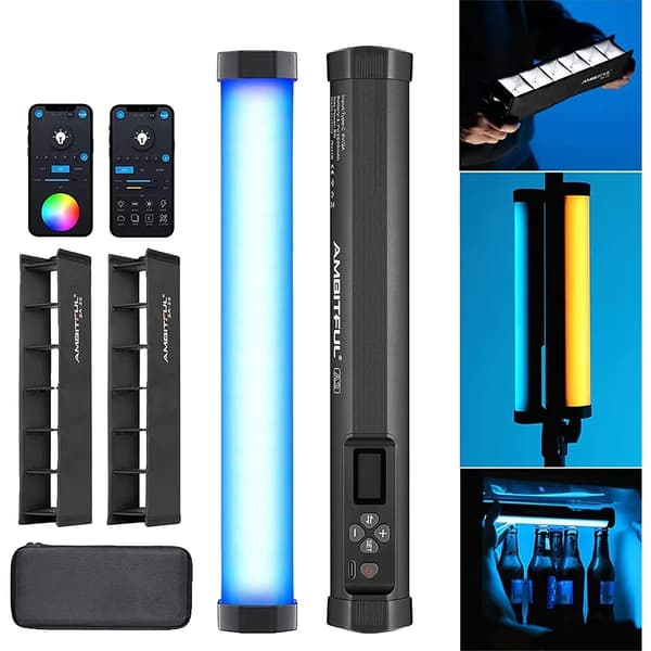 AMBITFUL A2 Kit-2 RGB Rørlys, 8W Effekt, Trådløs Mobilkontrol, A2 Kit-2