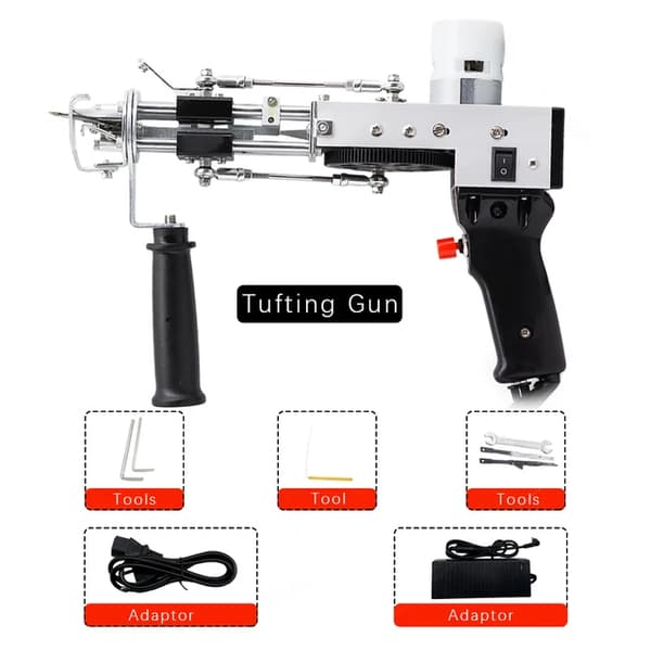 Tufting Gun, Elektrisk Tæppe Strikning, 2 i 1 Sæt, sort 2 i 1