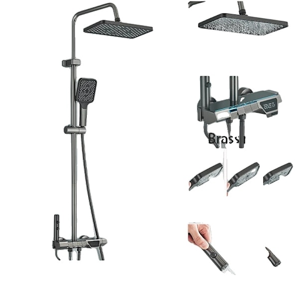 Digitalt brusehoved med automatisk termostatstyring, justerbar højde 100cm-138cm.,type A Type A type A