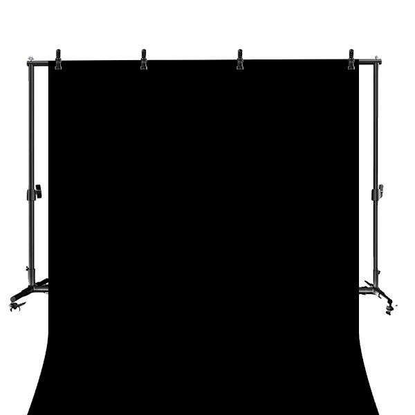 Justerbar Fotobakgrundsställning, Metallram, Polyesterbakgrund 2m x 3m,Svart Bakgrundsställ, 200cmx200cm Stand Black Backdrop Stand Black Backdrop