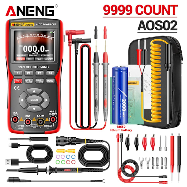 Digital Multimeter og Oscilloskop, 48M/S Sampling Rate, 10MHz Båndbredde,AOS02 Avanceret AOS02 Advanced AOS02 Advanced