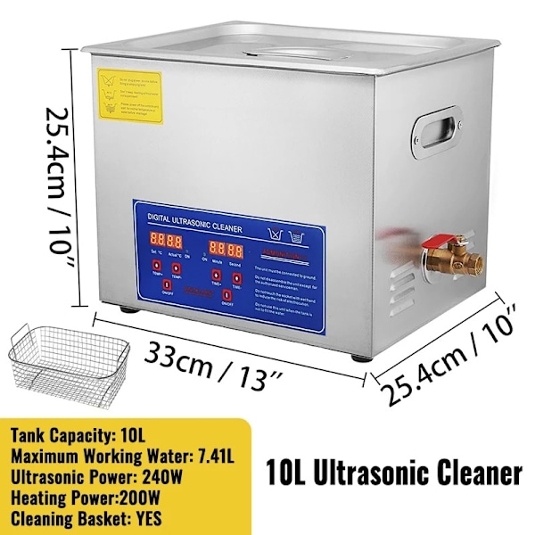 40kHz Ultraljudsrengörare - Digital kontrollpanel, SUS304-material, Låga priser 10L