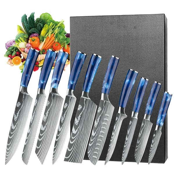 Knivset, högkvalitativt kolstål, ergonomisk design, 10st