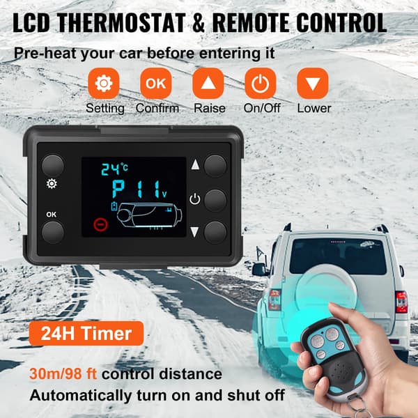 VEVOR Diesel Luftvärmare, 5KW Effekt, LCD Kontroll, 5 kW