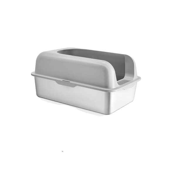Kattebakke, Rustfrit Stål, Nem Rengøringsdesign, Lys grå