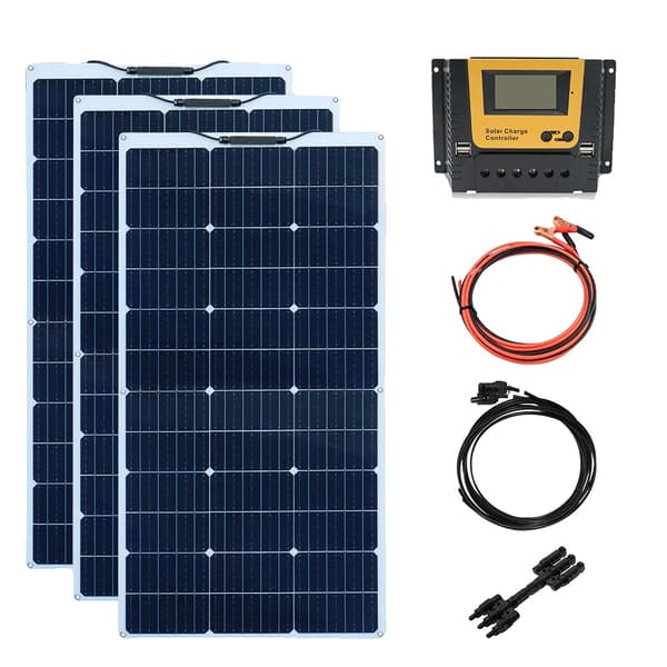 Solpanelssats, 200W flexibla paneler, kompatibilitet med 12V-batteri, 300W Kit
