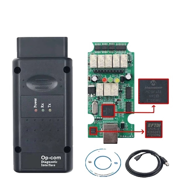 Opcom Diagnostisk Scanner, PIC18F458 Chip, Firmwareuppdatering, V195 Uppdatering V1.95 Update V1.95 Update
