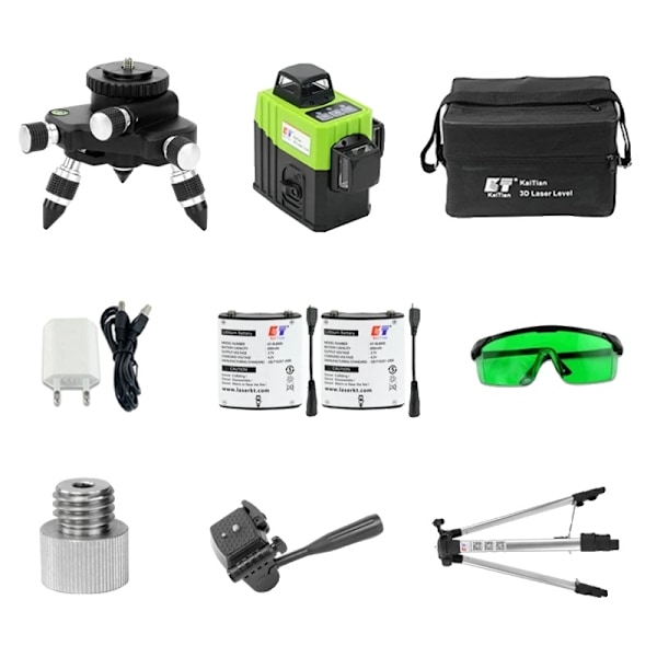3D5 Laser Niveau, 12 Linjer, Selvnivellerende med 360-graders Rotation,Niveau Laser Linje Level Laser Line Level Laser Line