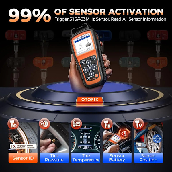 TPMS værktøj, sensoraktivering, diagnostik, TPMS VÆRKTØJ