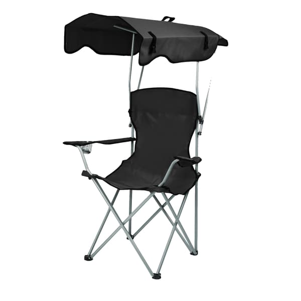 Fällbar Campingstol, Lättviktig, Solskydd, svart