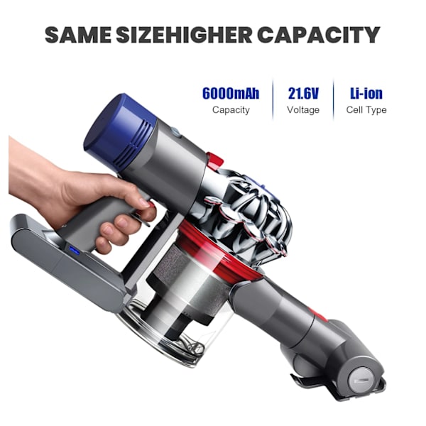 Udskiftningsbatteri til Dyson V8 SV10, 6000mAh Kapacitet, 21.6V 2 PCS 21.6V
