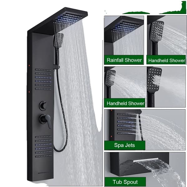 Brusesystem, LED-lys, massagebruser, 6004 Mat Sort