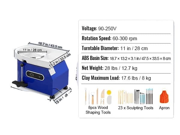 Keramikslung, Justerbar Hastighetskontroll, Användarvänlig Drift, 450W 8kg Blå