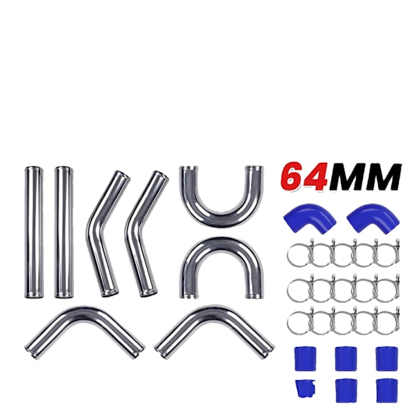 Universellt Intercooler Turbo Rörsats, Högkvalitativ Aluminium, Förbättrad Luftflöde 65%