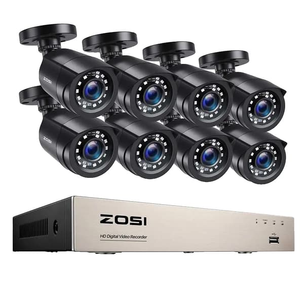 Säkerhetskamerasystem, 8CH DVR, 2MP upplösning, 18m kabel längd, 8CH DVR x 8 Kameror, 1T