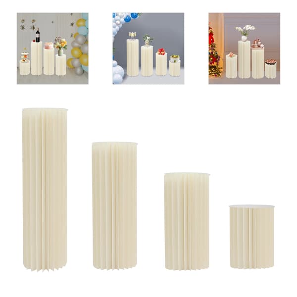 Fällbara Cylindrar Ställ Set, Elegant Vit Design, Hög Lastkapacitet, Mångsidiga Storleksvariationer
