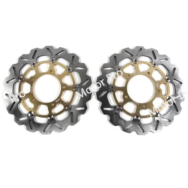 Motorcykel Flydende Forbremseskive, AISI 420 Rustfrit Stål, Slotsdesign, Guld
