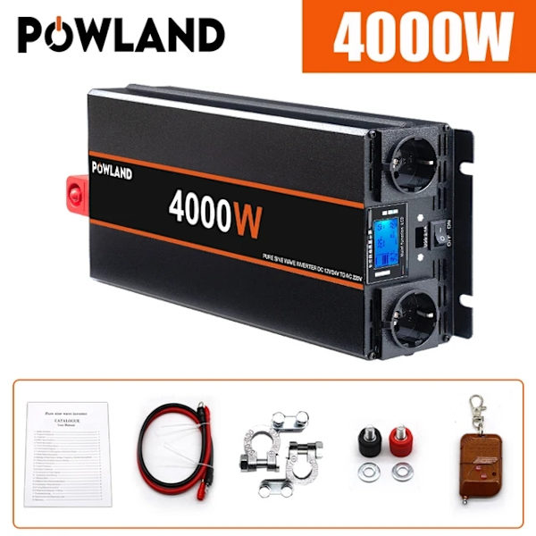 Effektomvandlare, Ren Sinusvåg, Fjärrkontroll, 4000W, 12V, Europa 4000W 4000W
