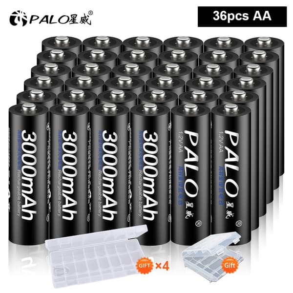 Uppladdningsbara Batterier, 3000mAh Kapacitet, Ni-MH Typ, 36st AA