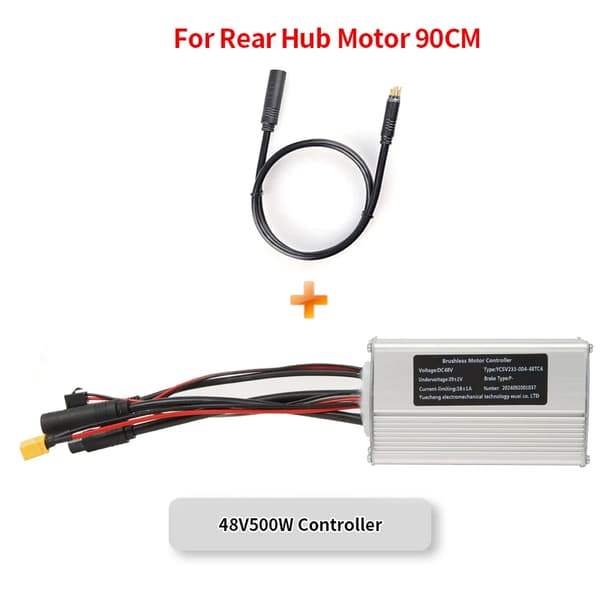 Børsteløs Motorcontroller, DC48V, Strømbegrænsning 18±1A/22±1A, 500W 90cm Sæt