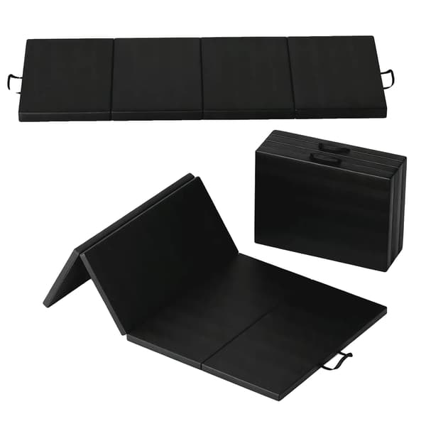 Gymnastikmåtte, Foldbart Design, Skridsikker Overflade, Sort
