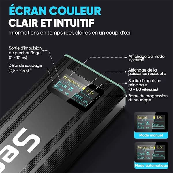 Bärbar Punktsvets, Justerbara Effektlägen, OLED-display