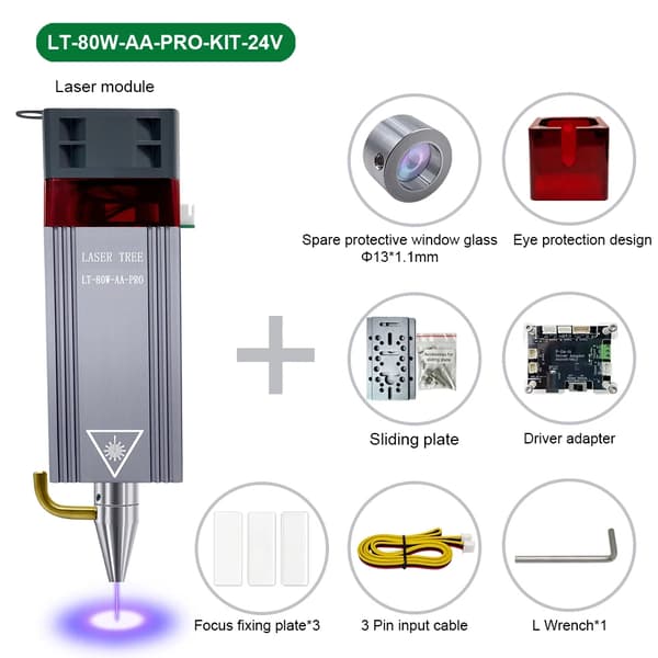 Lasermoduuli, 80W teho, 10W optinen teho, 10W-KIT-24V