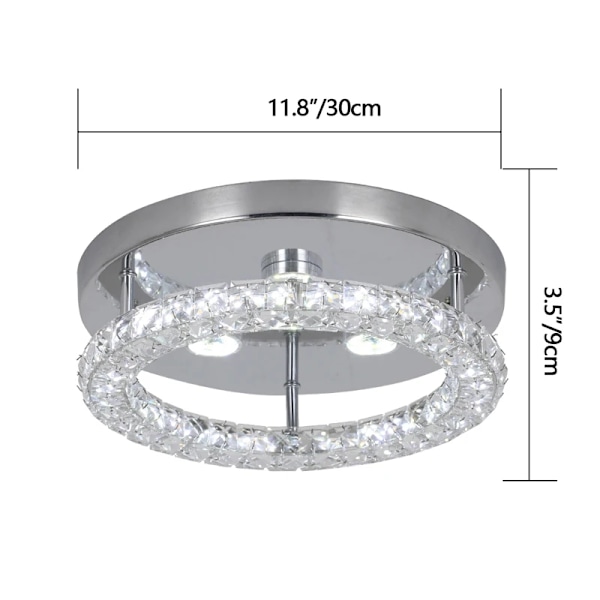 LED Kristallkrona, Infälld montering, 30cm i diameter, 30W,D30cm-B, Varmvit D30cm-B