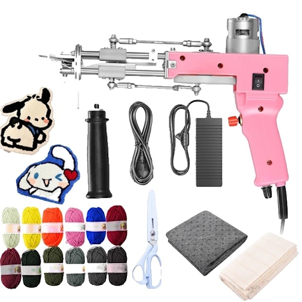 Tufting Gun, Elektriske DIY-værktøjer, Skåret Loop Bunke, EU-stik 220V sæt EU PLUG 220V set EU PLUG 220V set
