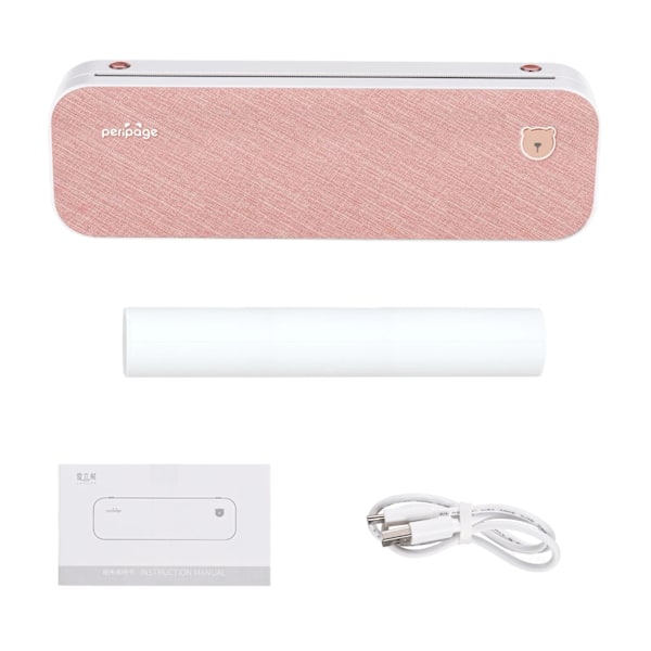Trådlös termisk överföringsprinter, stöder flera pappersstorlekar, lång batteritid.,Rosa skrivare Pink Printer