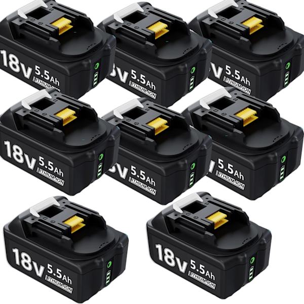 18V Li-ion batteri til Makita værktøj, 5,5Ah kapacitet, LED-indikator,8 stk 8 pcs 8 pcs