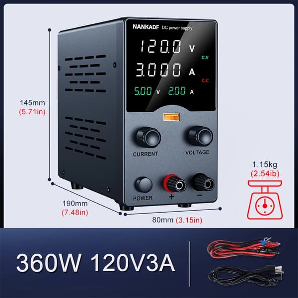 DC Virtalähde, 0-30V, 0-10A Ulostulo, GA1203H-N Musta