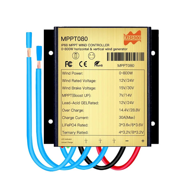 MPPT080 Controller, 800W Effektkapacitet, IP68 Vattentät Design, MPPT080 Styrenhet, 12V 24V Bil