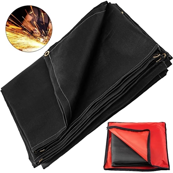 Svetsfilt, Brandsäker Skydd, Brandsäkert Glasfiber, Svart, 0,43 mm, 10 x 10 fot Black Black