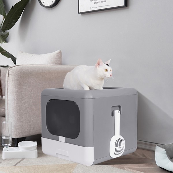 Kattlåda, Hopfällbar Design, Kattlåda Skopa Låda GRAY