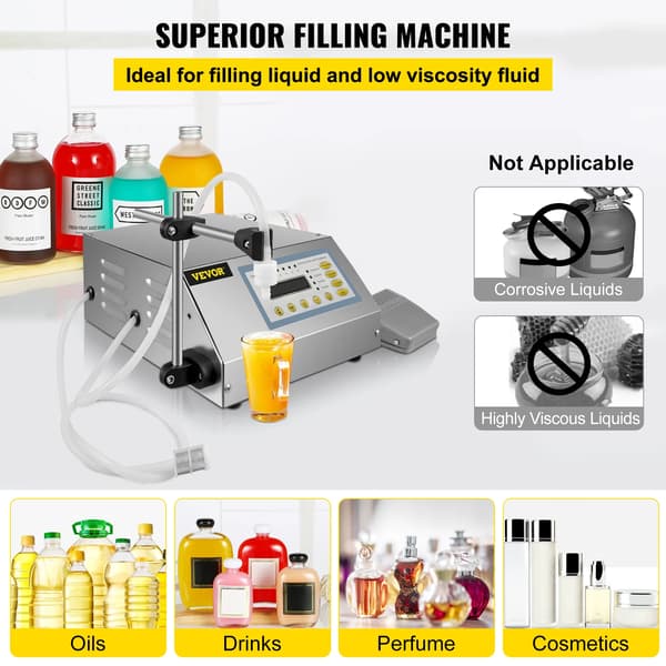 Flydende Fyldemaskine, Rustfrit Stål Konstruktion, Automatisk & Manuel Kontrol, 5-3500 ml