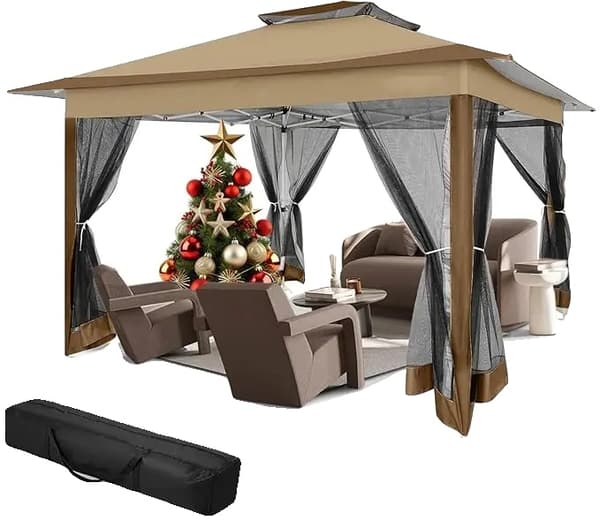 Gazebo Telt, Pop-Up Design, UV Beskyttelse, Brun