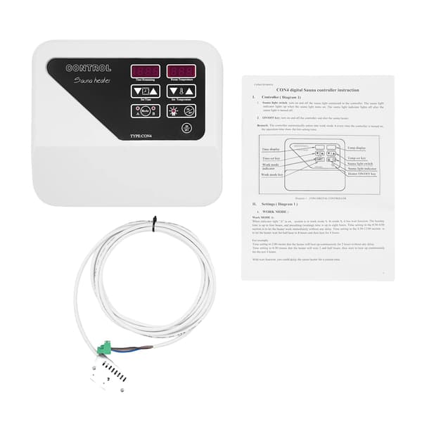 Sauna Temperatur Controller, Væghængt, Dobbelt Driftsmode, hvid