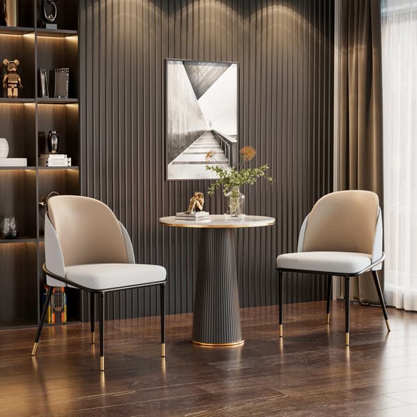 Spisestol, Polstret Sæde, Moderne Design, Beige hvid grå