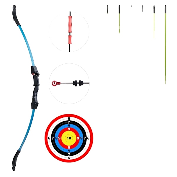 Barnbåge och pilset, delad recurve-design, universell för både vänster- och högerhänta., 1 båge 6 pilar multi 1 bow 6 arrow