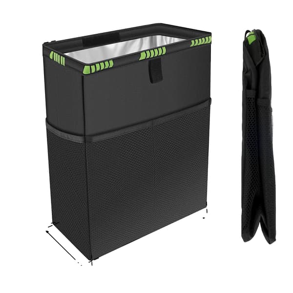 Bil Affaldsbeholder, Sammenfoldelig Design, Stor Kapacitet, Sort 12L
