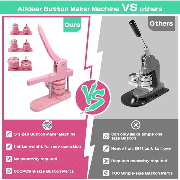 Pin Button Maker, 3 Størrelser af Forme, Ergonomisk Design