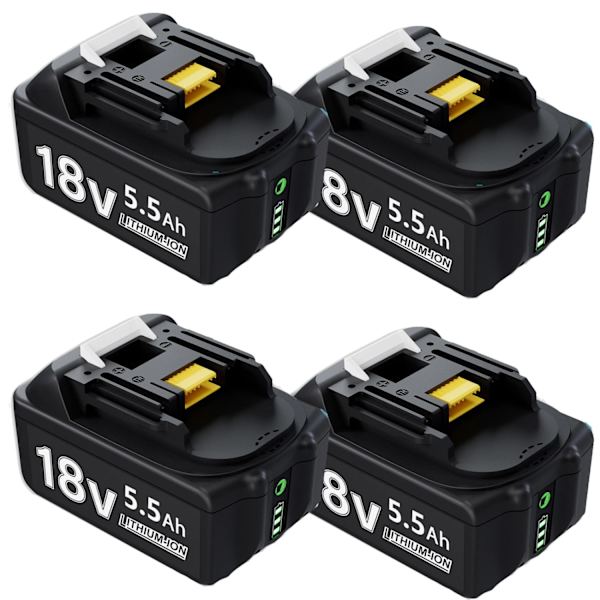 18V Li-ion batteri för Makita verktyg, 5,5Ah kapacitet, LED-indikator,4 stycken 4 PCS 4 pcs