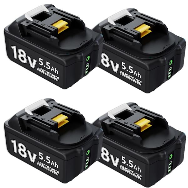 18V Li-ion batteri til Makita værktøj, 5,5Ah kapacitet, LED-indikator,4 stk 4 PCS 4 pcs