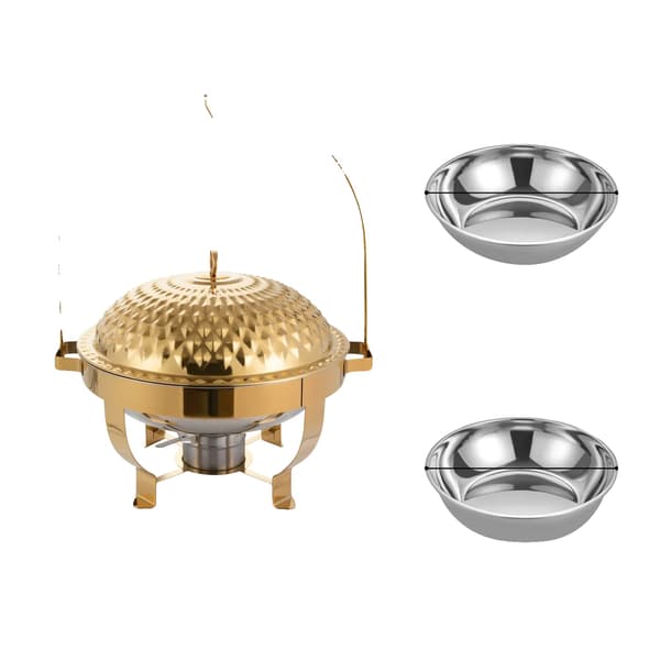 Buffématvärmare, rostfritt stål, stor kapacitet, Guld