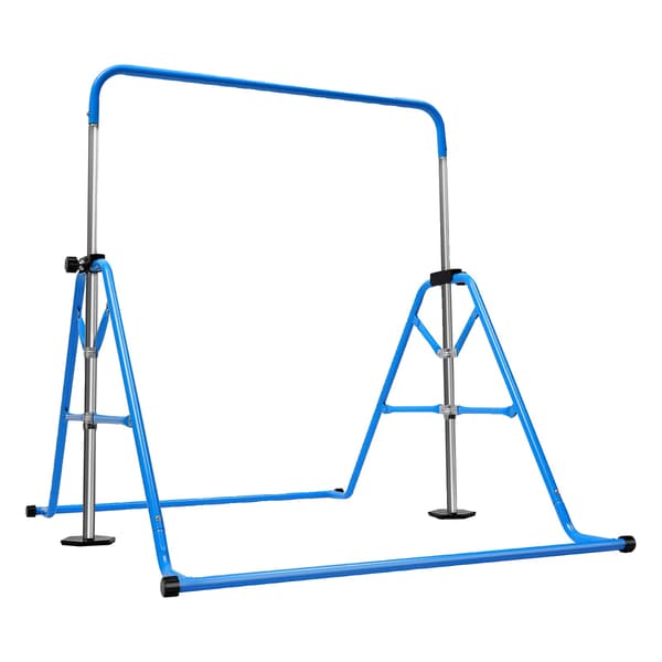 Gymnastikstång, Justerbar Höjd, Robust Stål, Fällbar Design, Blå