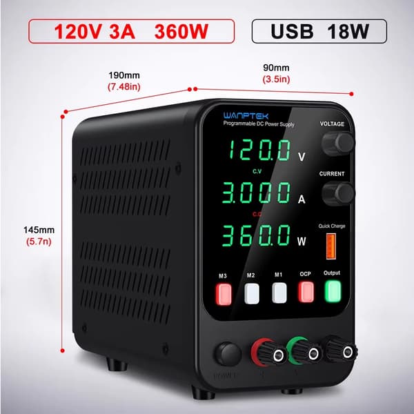 Laboratoriovoimala, Säädettävä Ulostulo, Turvaominaisuudet, 120V 3A APS1203H