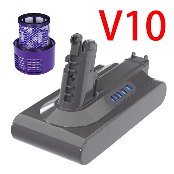 Dammsugare Batteri, Uppladdningsbart, Kompatibelt med Dyson V6-V10, V10 6000mAh filter V10 6000mAh filter V10 6000mAh filter