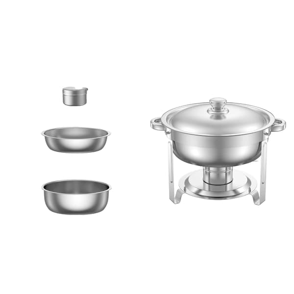 Chafing Dish, 5 litran kapasiteetti, kestävä ruostumaton teräs, Hopea